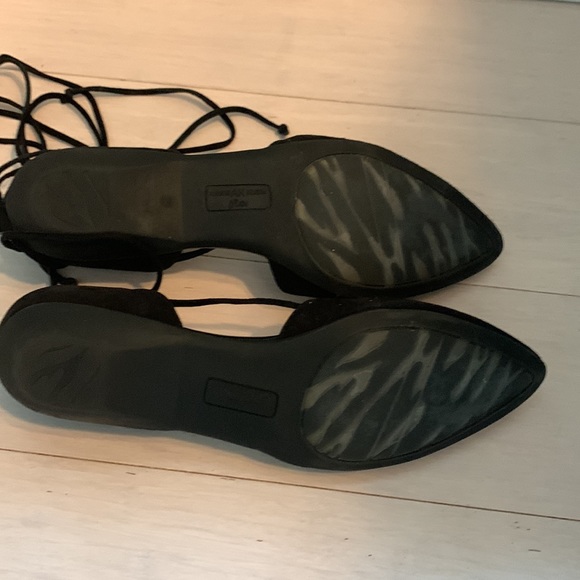 Anne Klein Black Suede lace up flats 8 1/2 - Picture 5 of 6